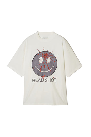 HEAD SHOT Embroidery short Sleeve Tee - WHITE