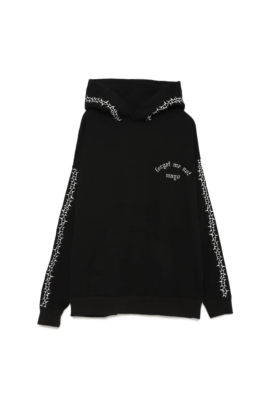 Forget me not embroidery HOODIE - BLACK