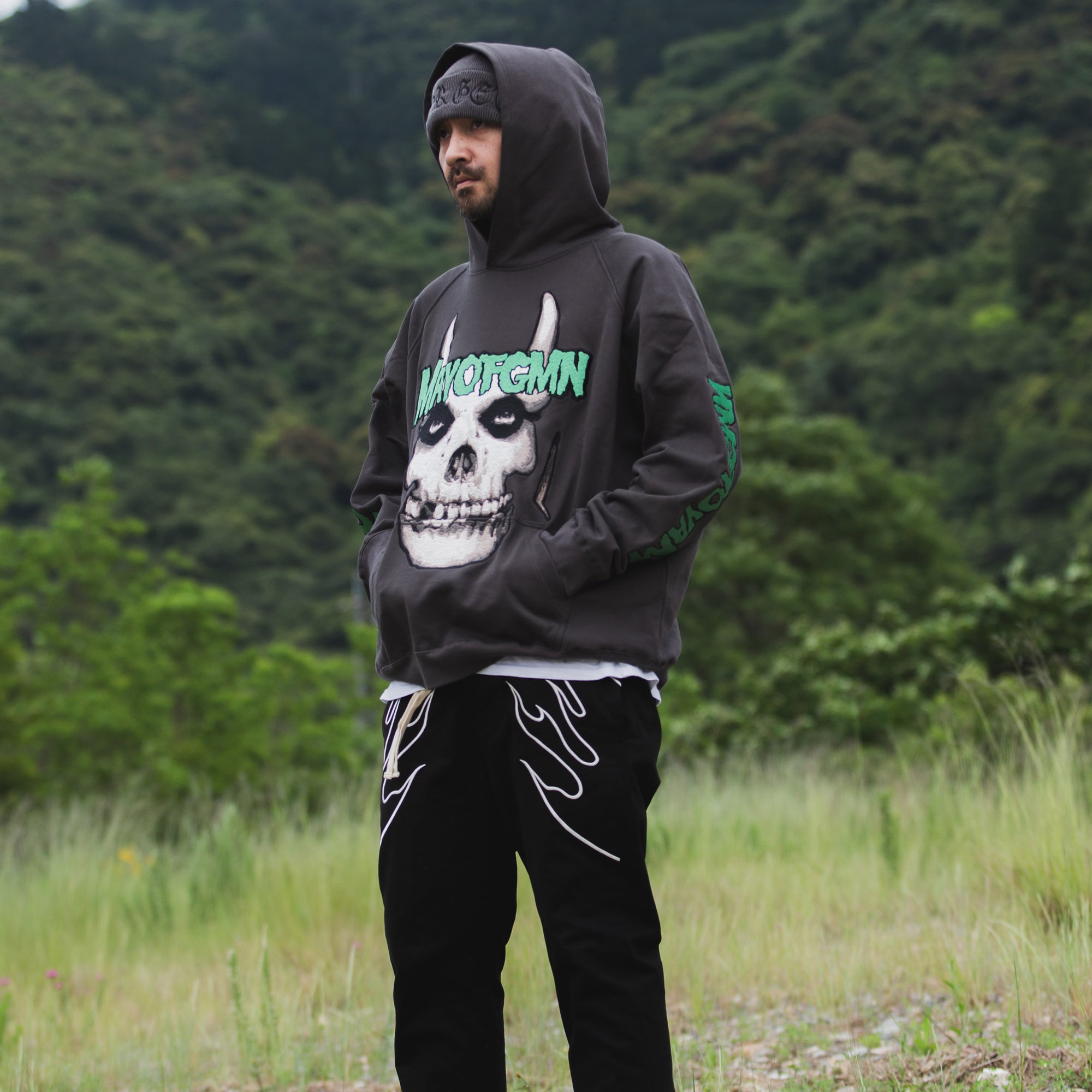 MAYO FGMN Embroidery Hoodie - GRAY