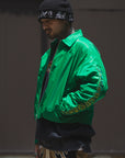 JESUS SKULL Embroidery Nylon Harrington Jacket - GREEN