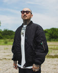 EAGLE  EMBROIDERY NYLON JKT - BLACK