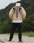 MAYO BONES Embroidery Reversible Bomber Jacket - BEIGE × BLACK