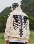 MAYO BONES Embroidery Hoodie - OFF WHITE