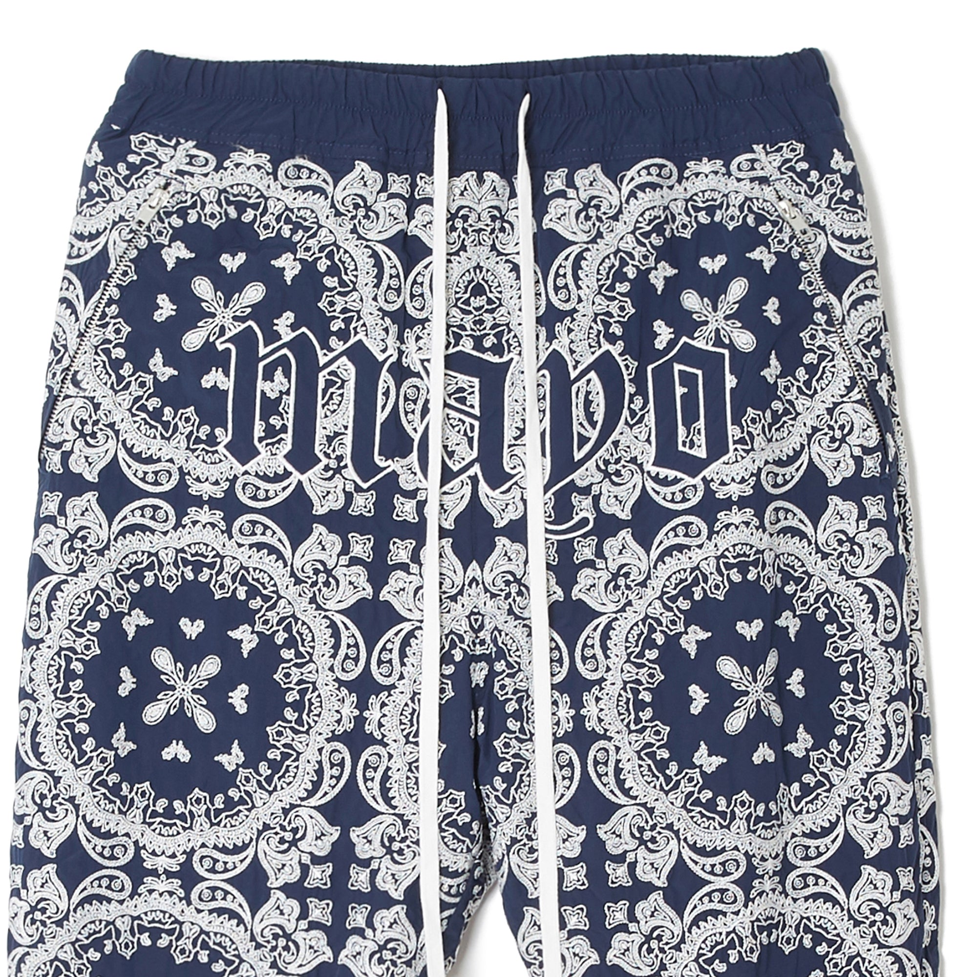 MAYO PAISLEY EMBROIDERY NYLON LOUNGE PANTS - BLUE