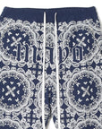 MAYO PAISLEY EMBROIDERY NYLON LOUNGE PANTS - BLUE