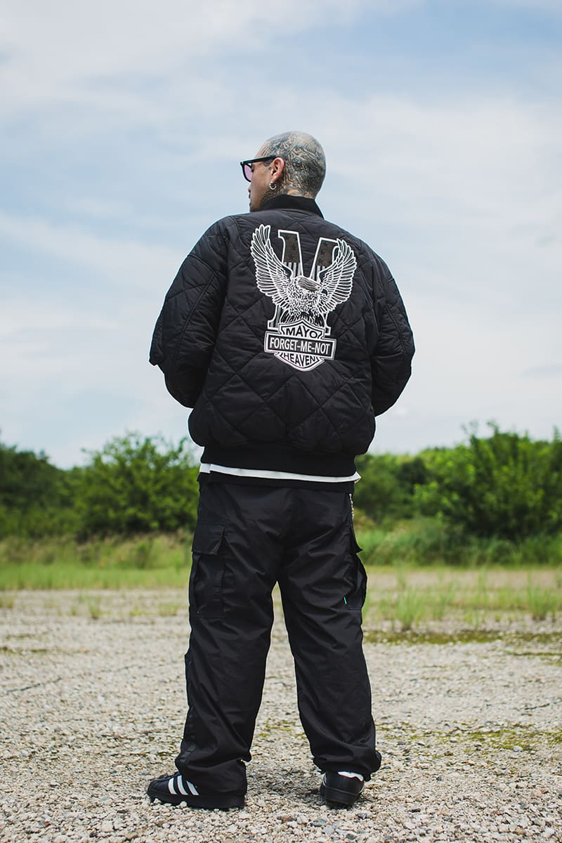 EAGLE  EMBROIDERY NYLON JKT - BLACK