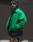 JESUS SKULL Embroidery Nylon Harrington Jacket - GREEN