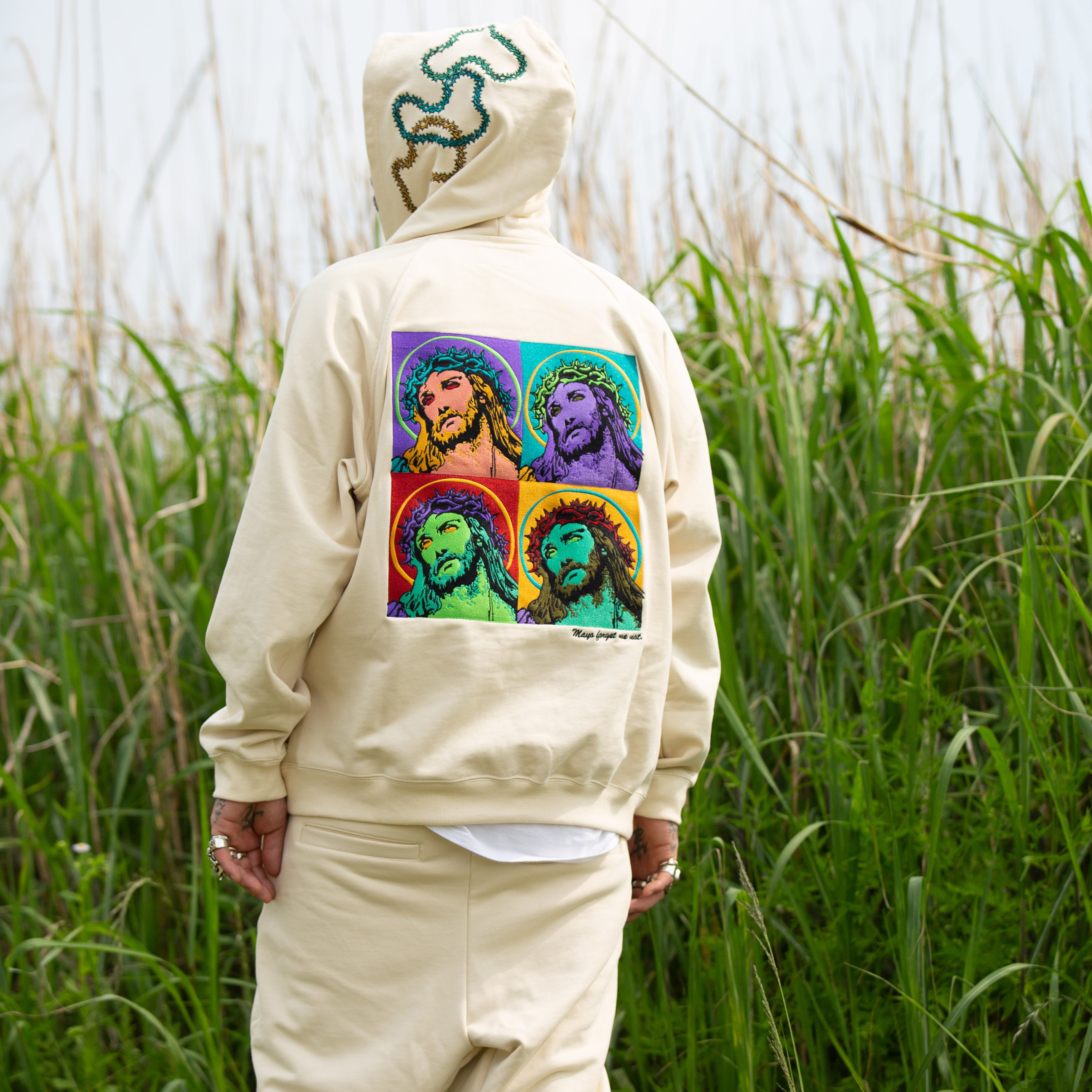 MAYO JESUS Embroidery Half zip Hoodie