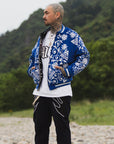 MAYO BONES Embroidery Reversible Bomber Jacket - BLACK × BLUE