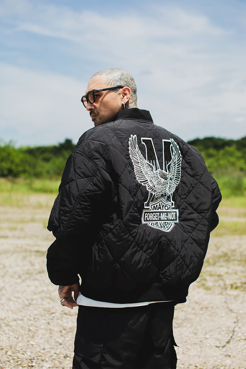 EAGLE  EMBROIDERY NYLON JKT - BLACK