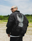 EAGLE  EMBROIDERY NYLON JKT - BLACK