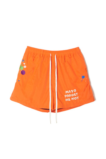 MAYO PAINT Embroidery Swim Shorts - ORANGE