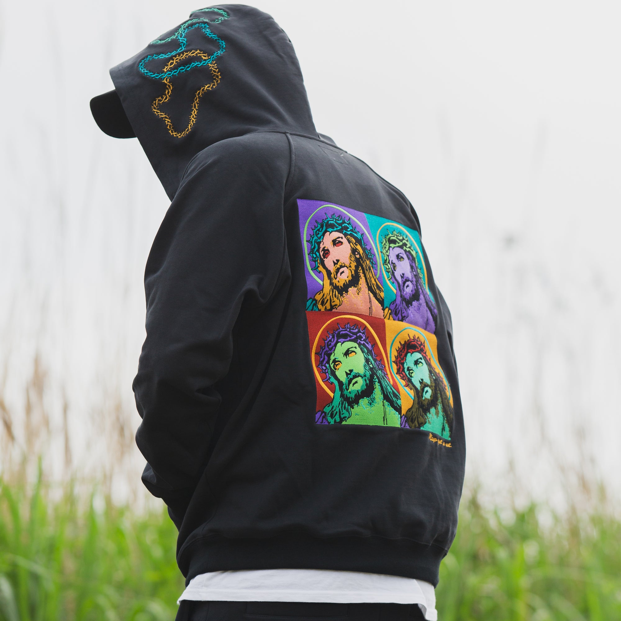 MAYO JESUS Embroidery Half zip Hoodie