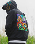 MAYO JESUS Embroidery Half zip Hoodie - BLACK