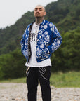 MAYO BONES Embroidery Reversible Bomber Jacket - BLACK × BLUE