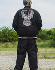 EAGLE  EMBROIDERY NYLON JKT - BLACK