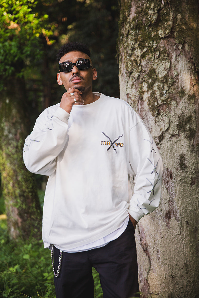 SWORDS SUNSHINE EMBROIDERY &amp; PRINT LONG SLEEVE TEE