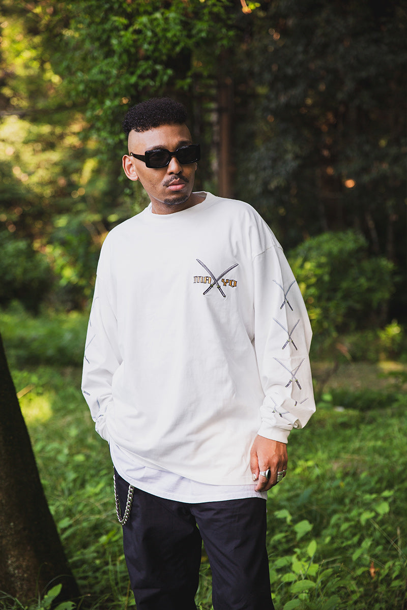 SWORDS SUNSHINE EMBROIDERY &amp; PRINT LONG SLEEVE TEE