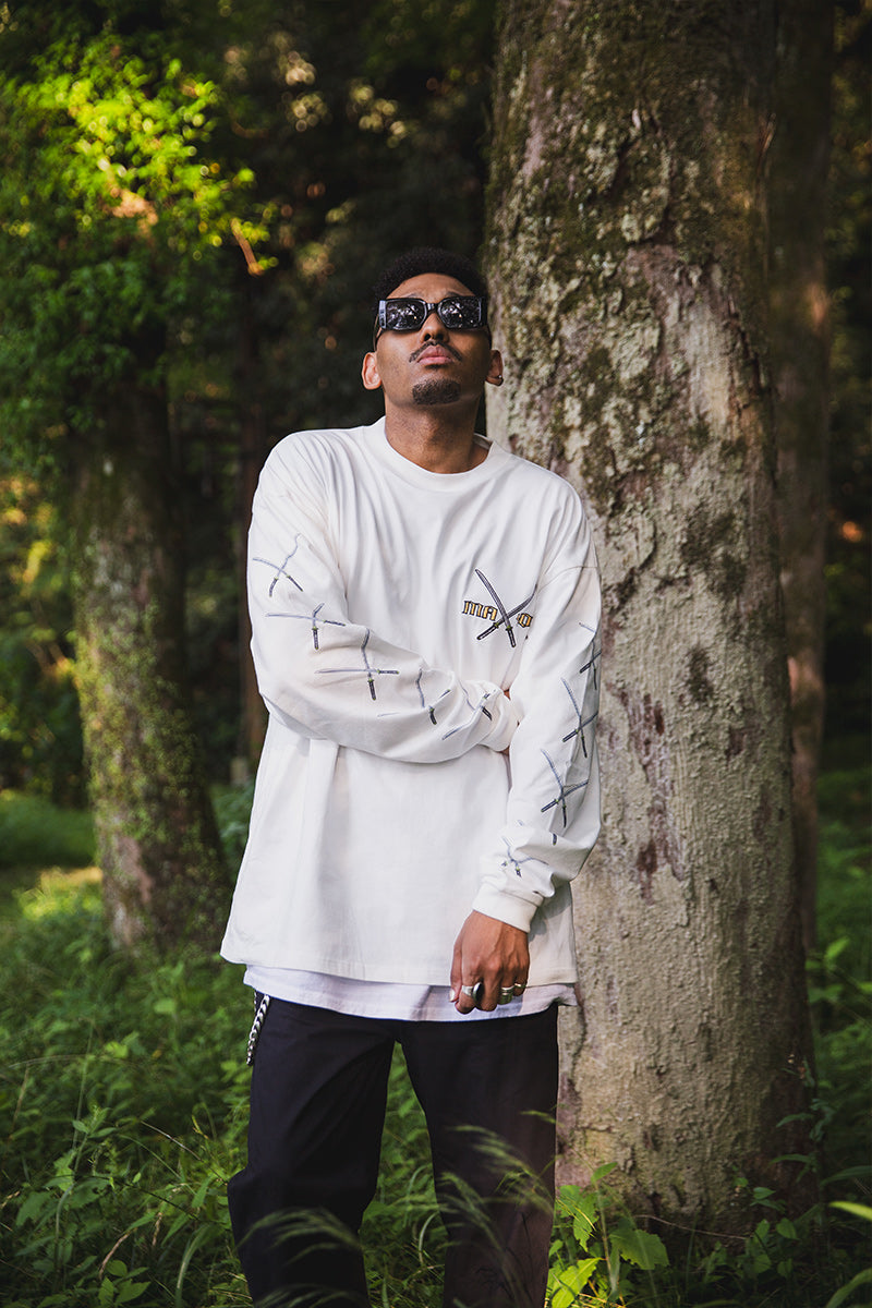 SWORDS SUNSHINE EMBROIDERY &amp; PRINT LONG SLEEVE TEE