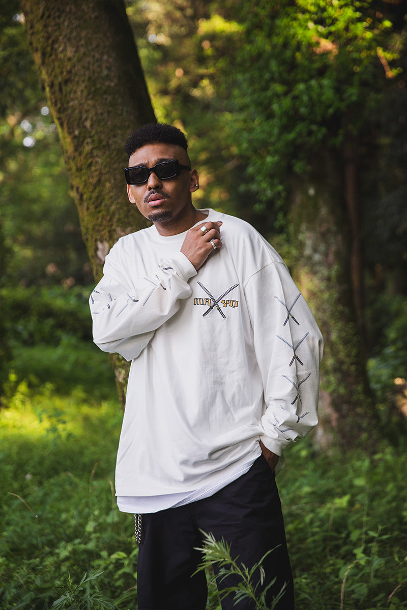 SWORDS SUNSHINE EMBROIDERY &amp; PRINT LONG SLEEVE TEE