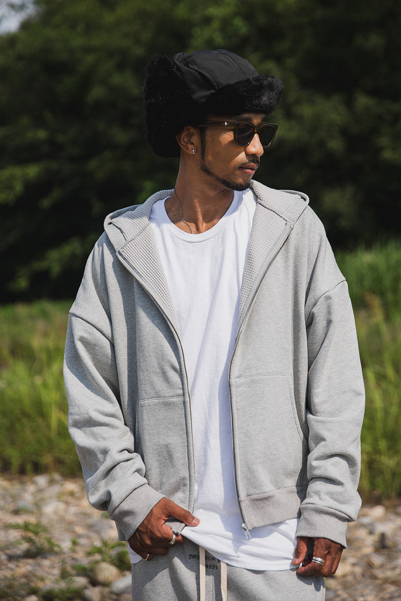 PLAIN EMBROIDERY ZIPUP HOODIE