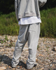 PLAIN EMBROIDERY FLAT SWEAT PANTS