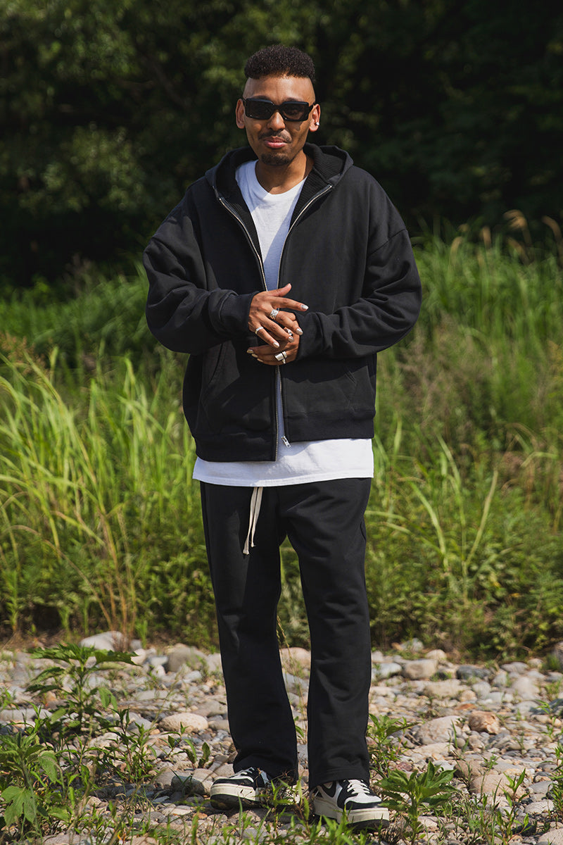 PLAIN EMBROIDERY FLAT SWEAT PANTS