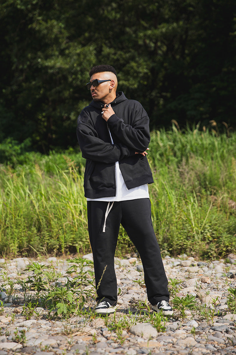 PLAIN EMBROIDERY ZIPUP HOODIE