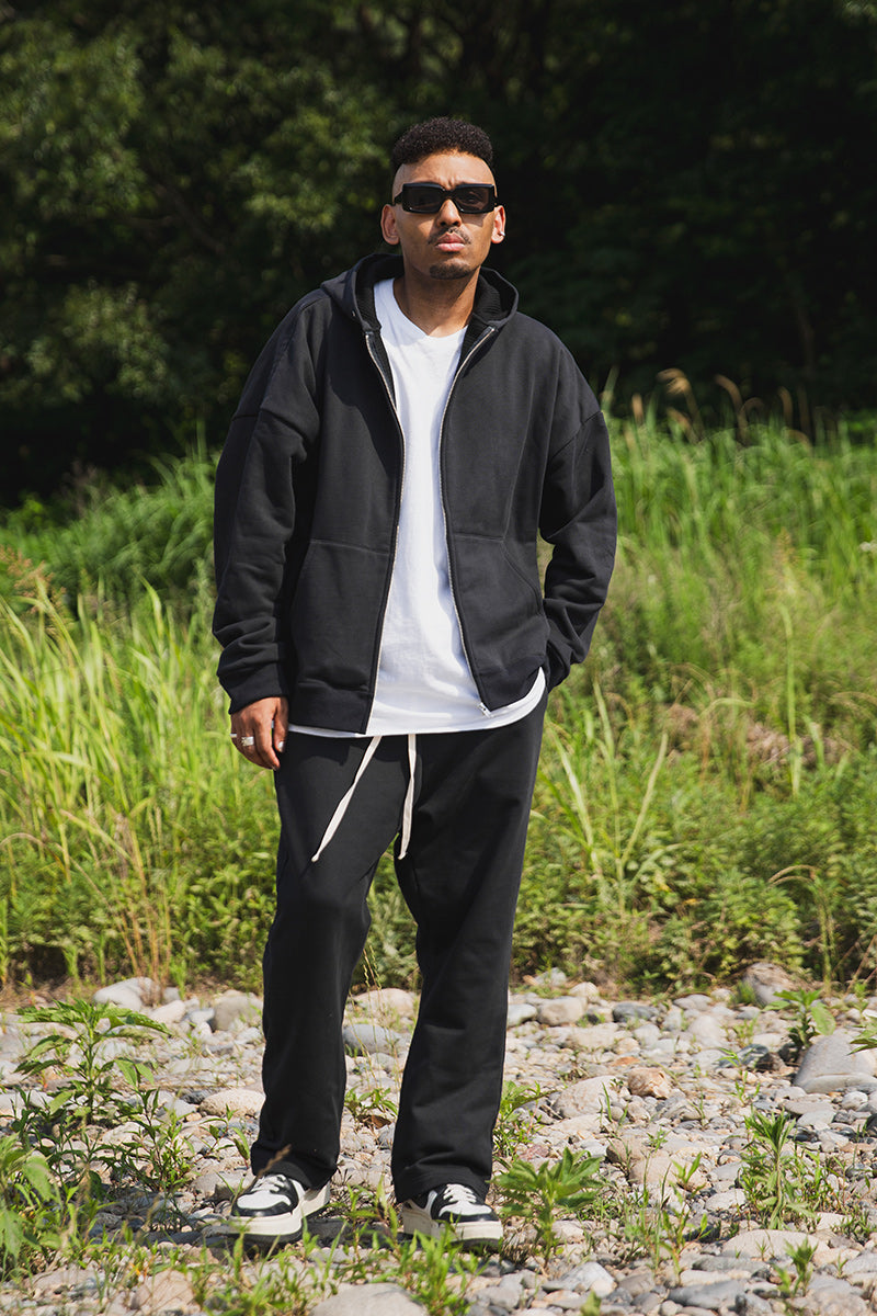 PLAIN EMBROIDERY ZIPUP HOODIE