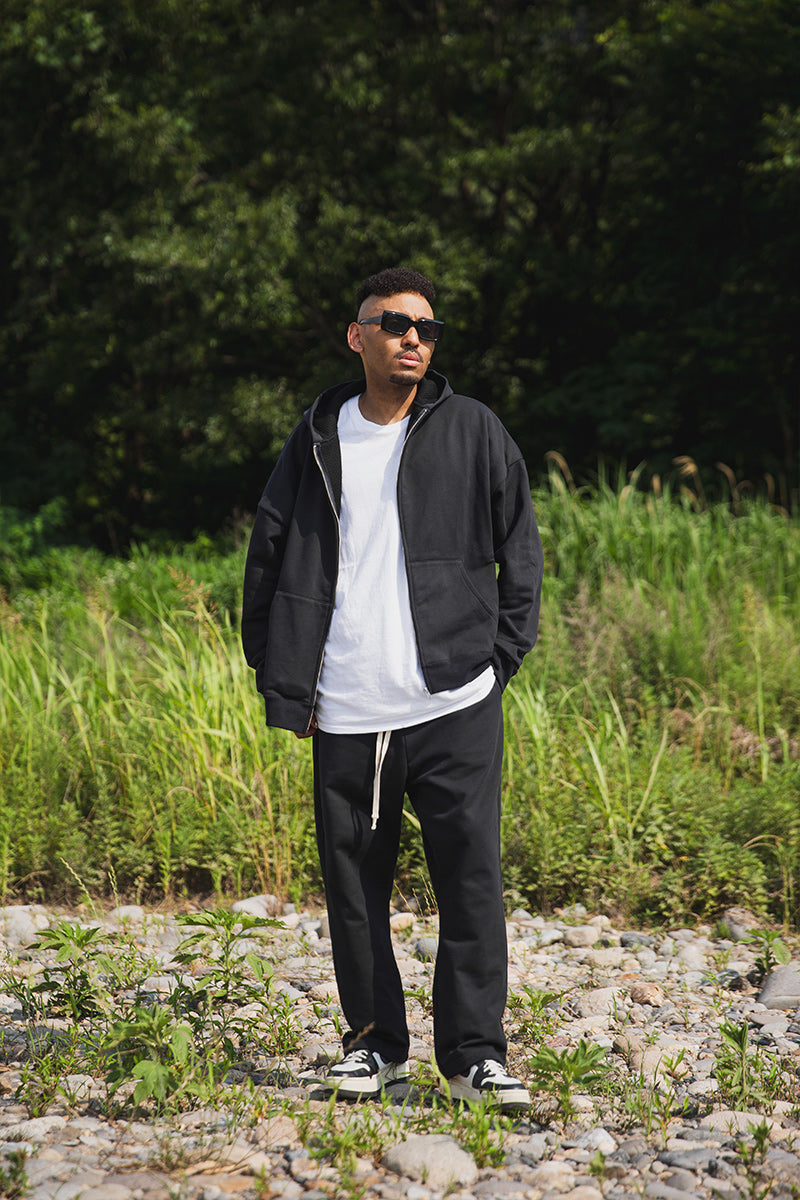 PLAIN EMBROIDERY ZIPUP HOODIE