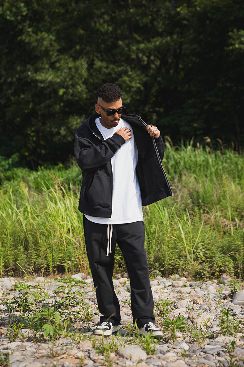 PLAIN EMBROIDERY ZIPUP HOODIE