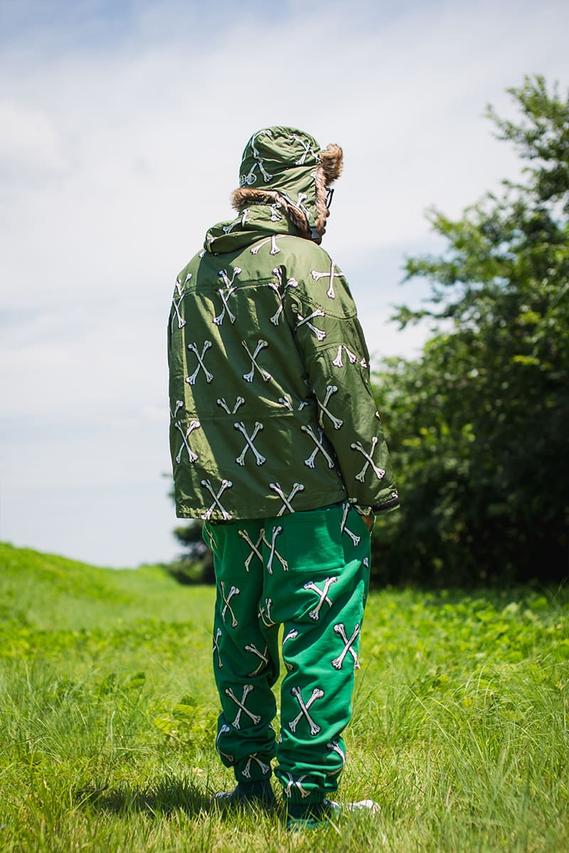 CROSS BONES EMBROIDERY NYLON BOA CAP - BONE GREEN