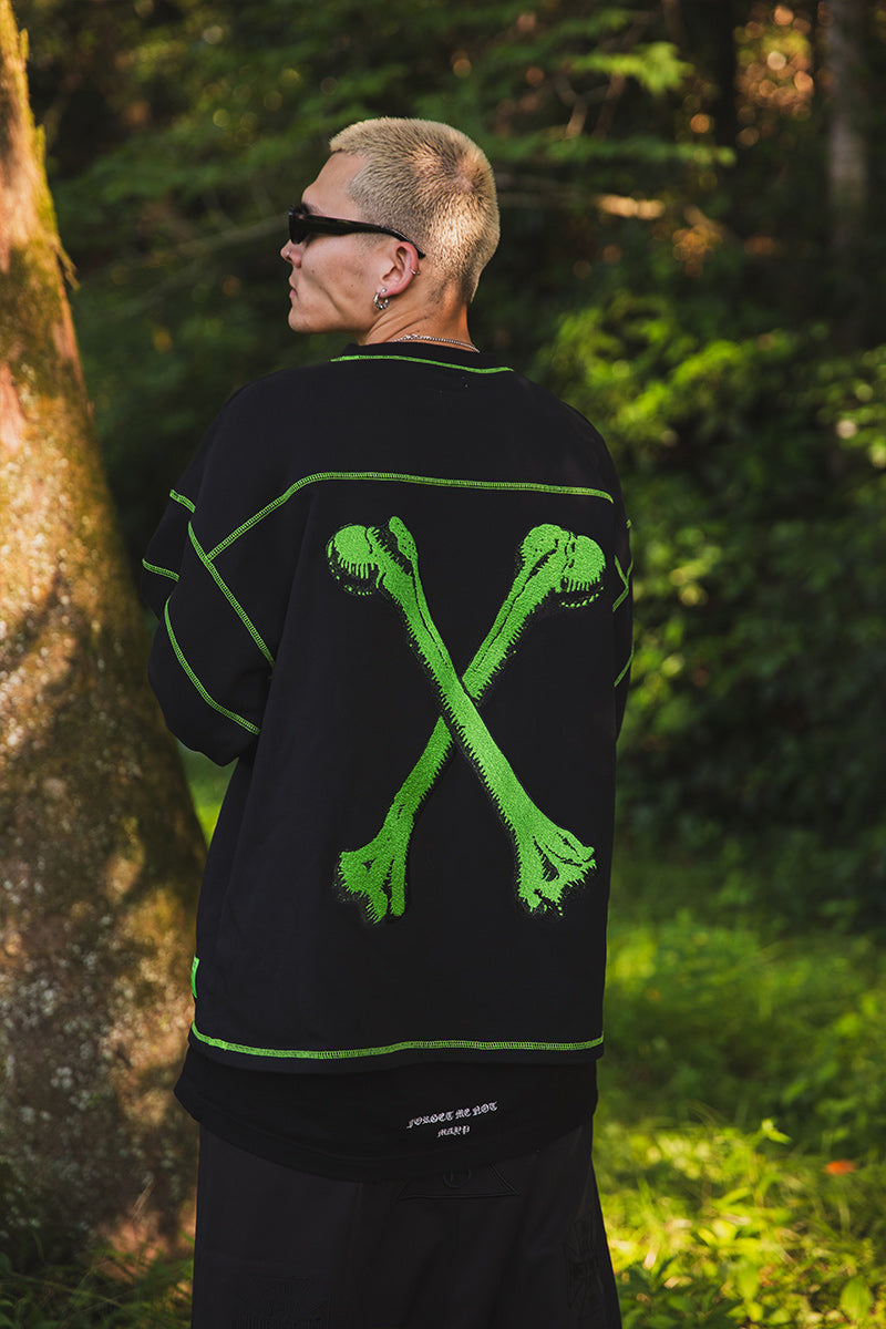 CROSS BONE EMBROIDERY CREW NECK SWEAT
