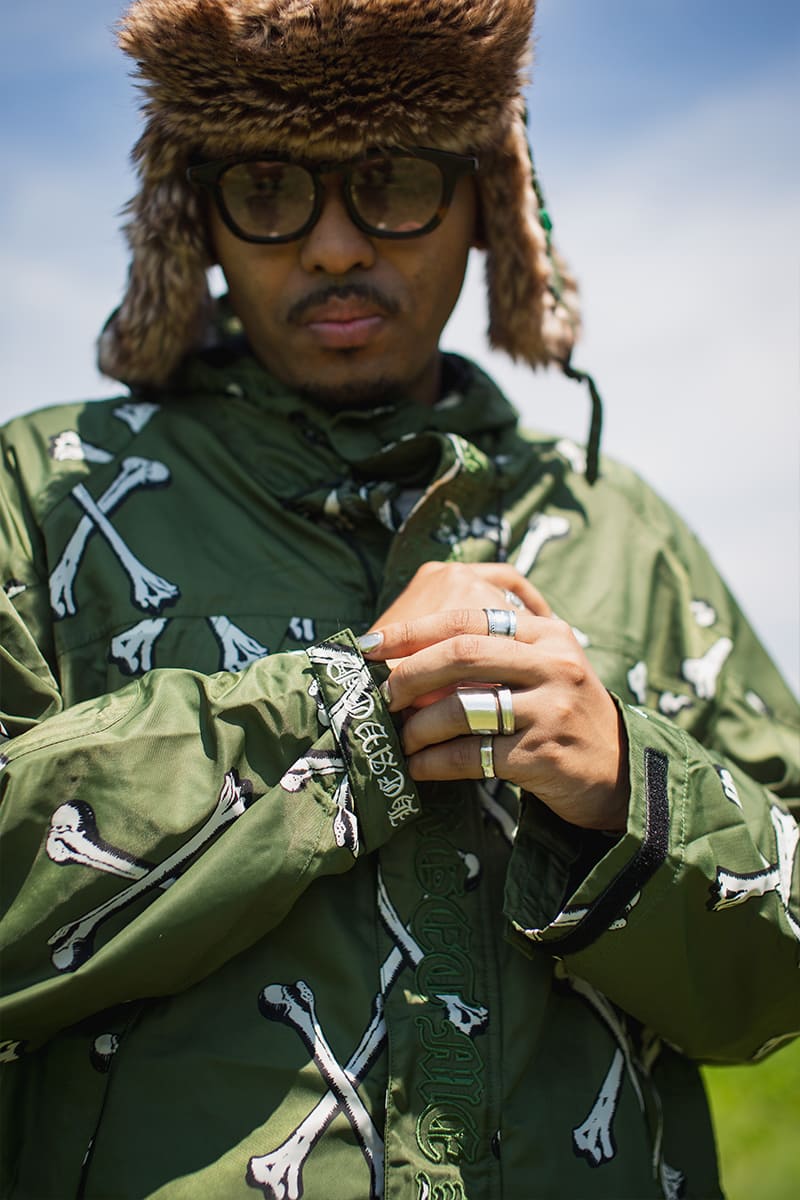 MAYO CROSS BONES EMBROIDERY NYLON MOUNTAIN PARKA - GREEN