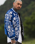 MAYO BONES Embroidery Reversible Bomber Jacket - BLACK × BLUE