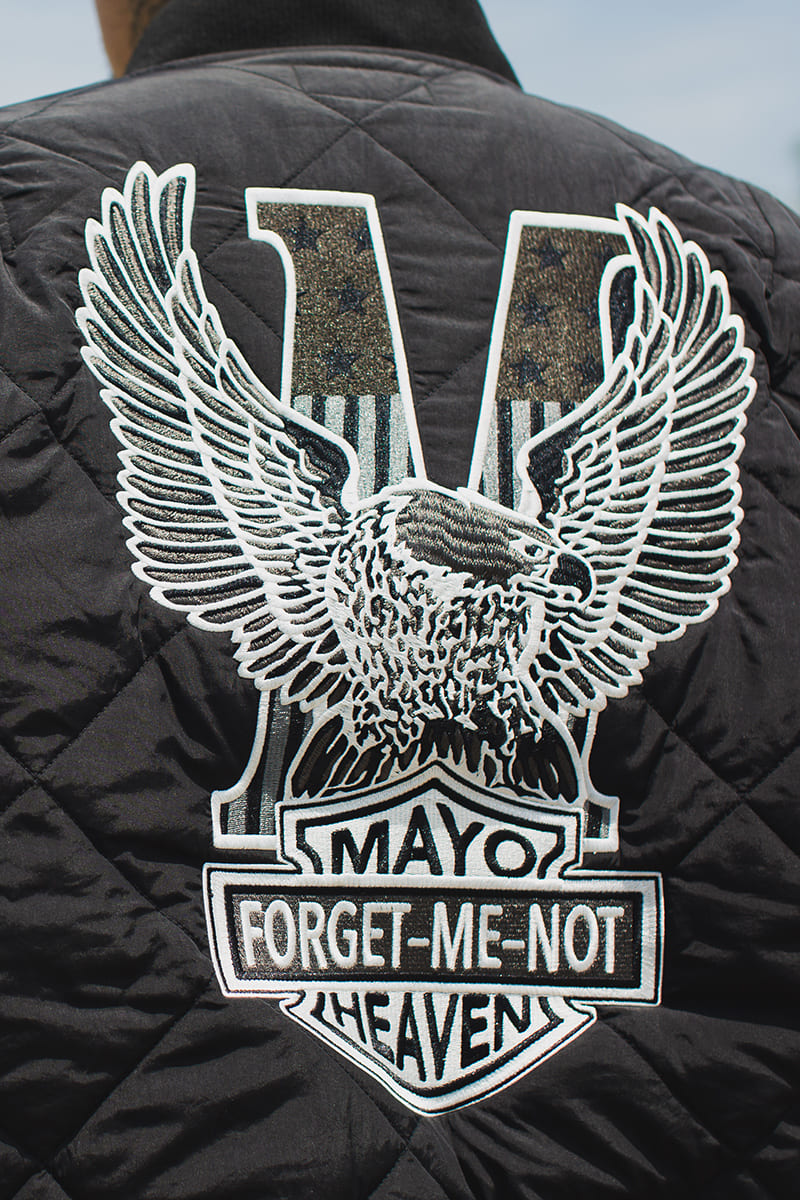 EAGLE  EMBROIDERY NYLON JKT - BLACK