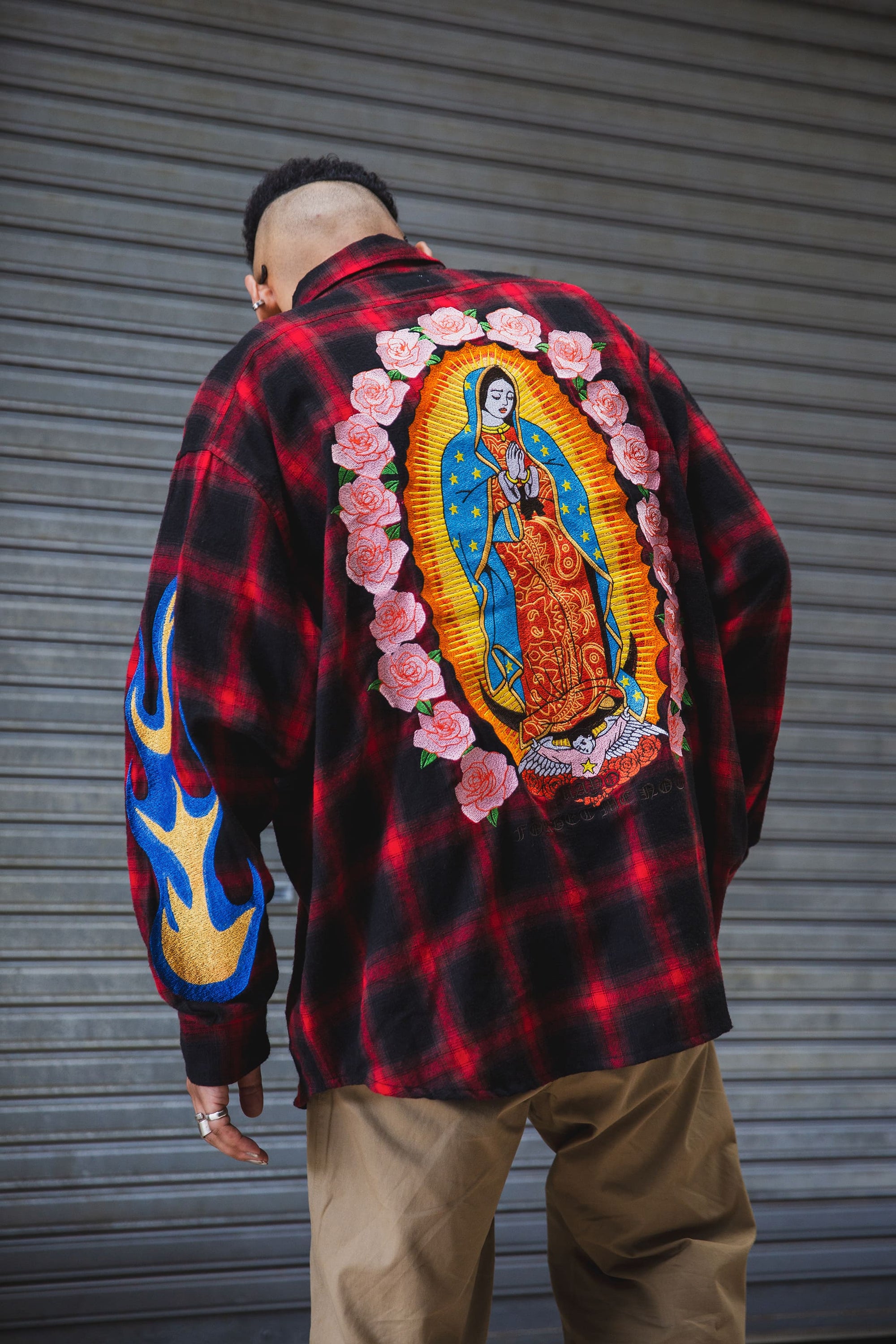 MARIA FIRE EMBROIDERY CHECK SHIRT