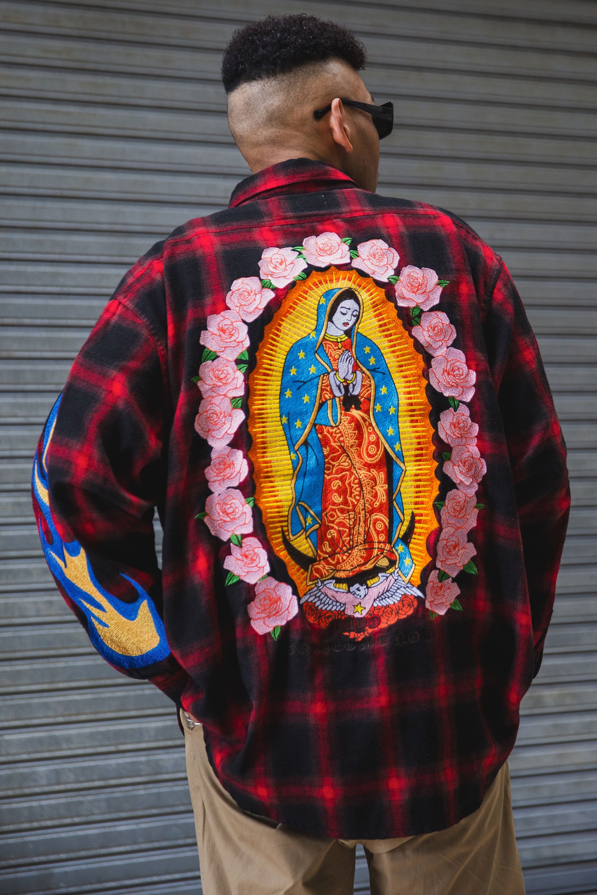 MARIA FIRE EMBROIDERY CHECK SHIRT