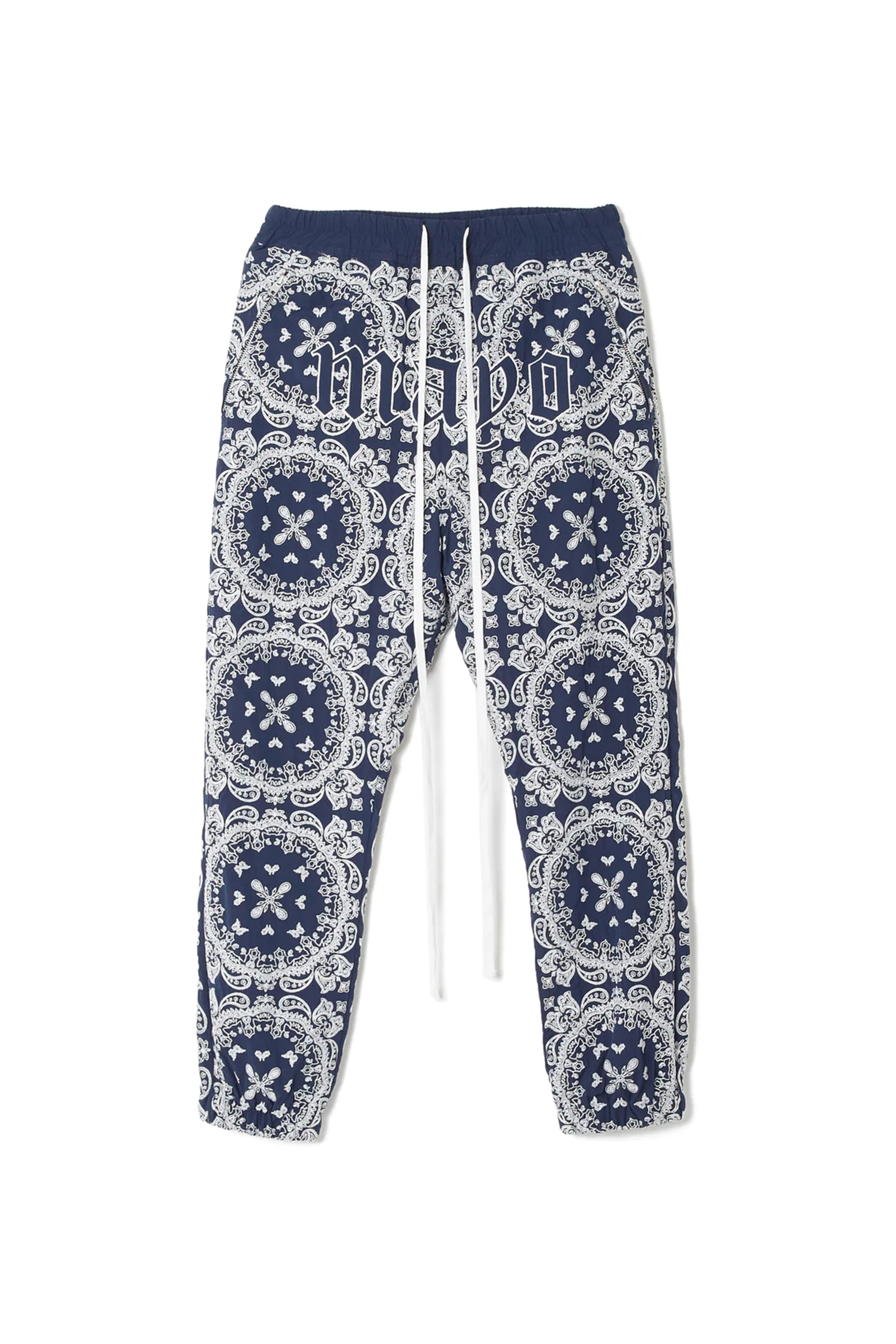 MAYO PAISLEY EMBROIDERY NYLON LOUNGE PANTS - BLUE