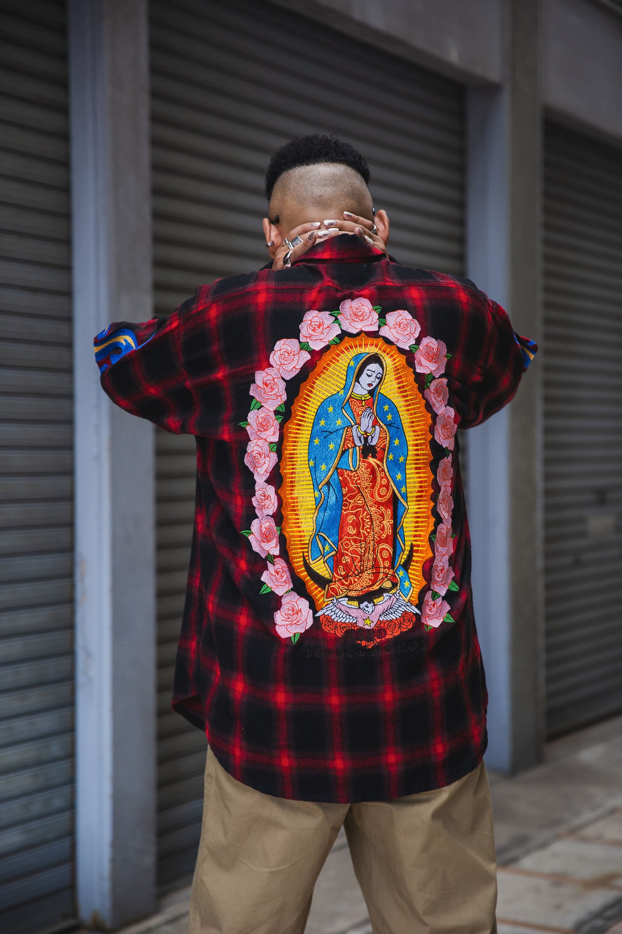 MARIA FIRE EMBROIDERY CHECK SHIRT