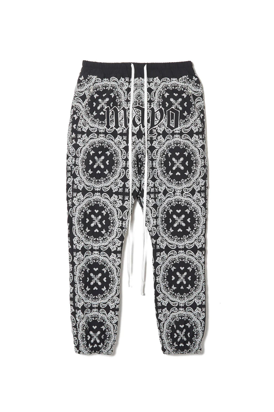 MAYO PAISLEY EMBROIDERY NYLON LOUNGE PANTS - BLACK