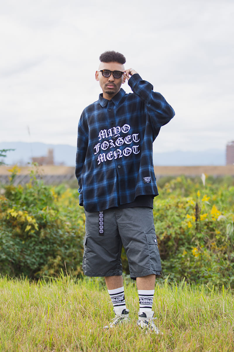MY LOGO EMBROIDERY FADE NYLON CARGO SHORTS
