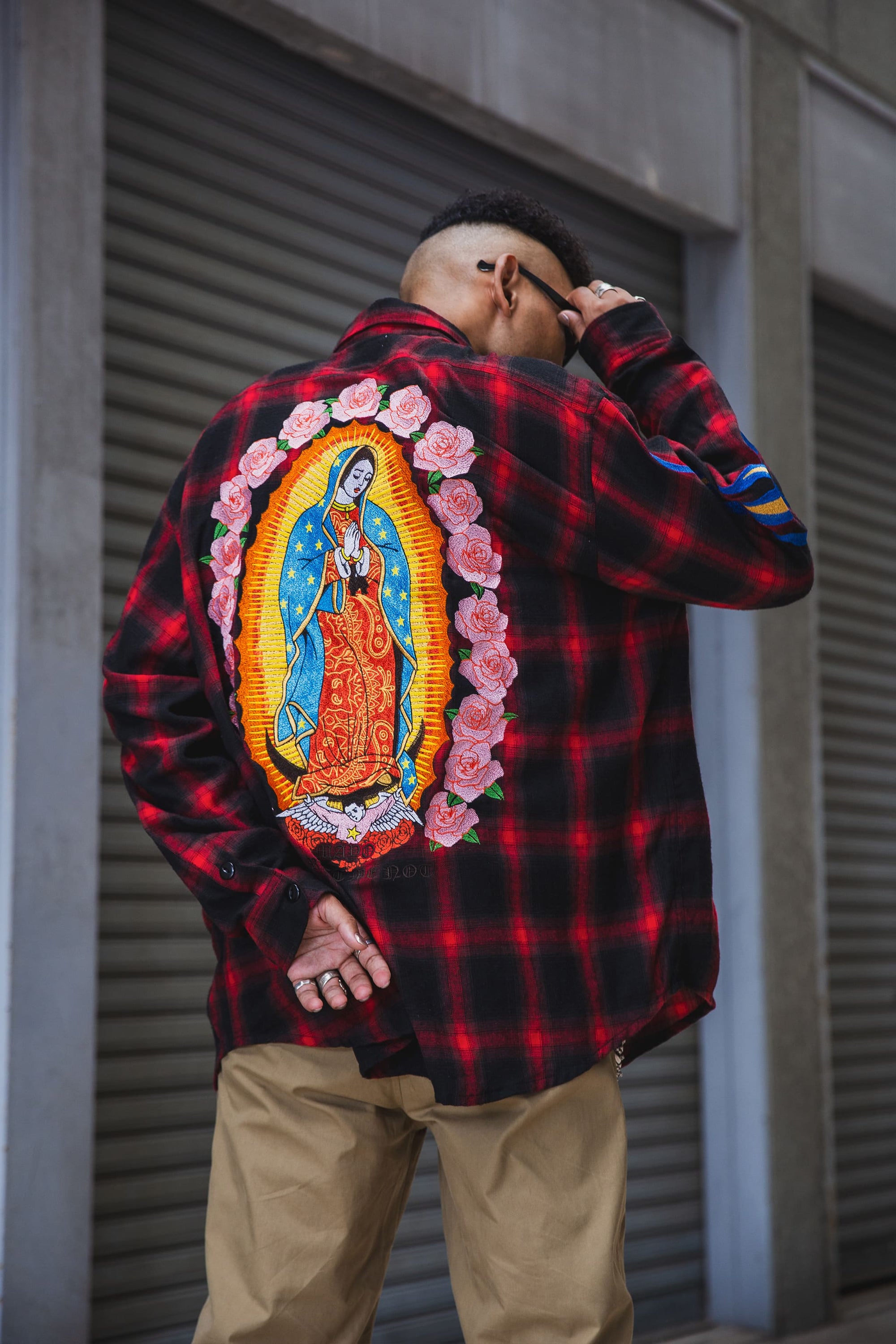 MARIA FIRE EMBROIDERY CHECK SHIRT