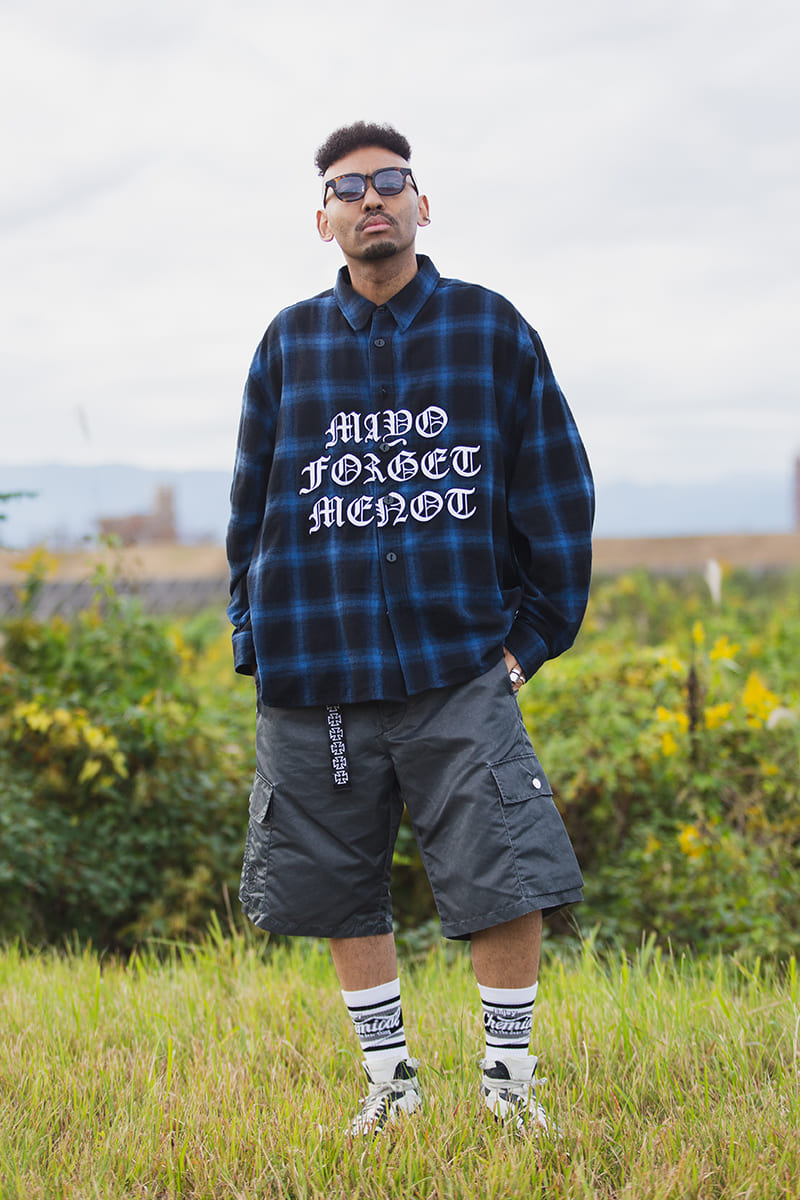 MY LOGO EMBROIDERY FADE NYLON CARGO SHORTS