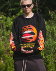 FLAME LIP EMBROIDERY CREW NECK SWEAT