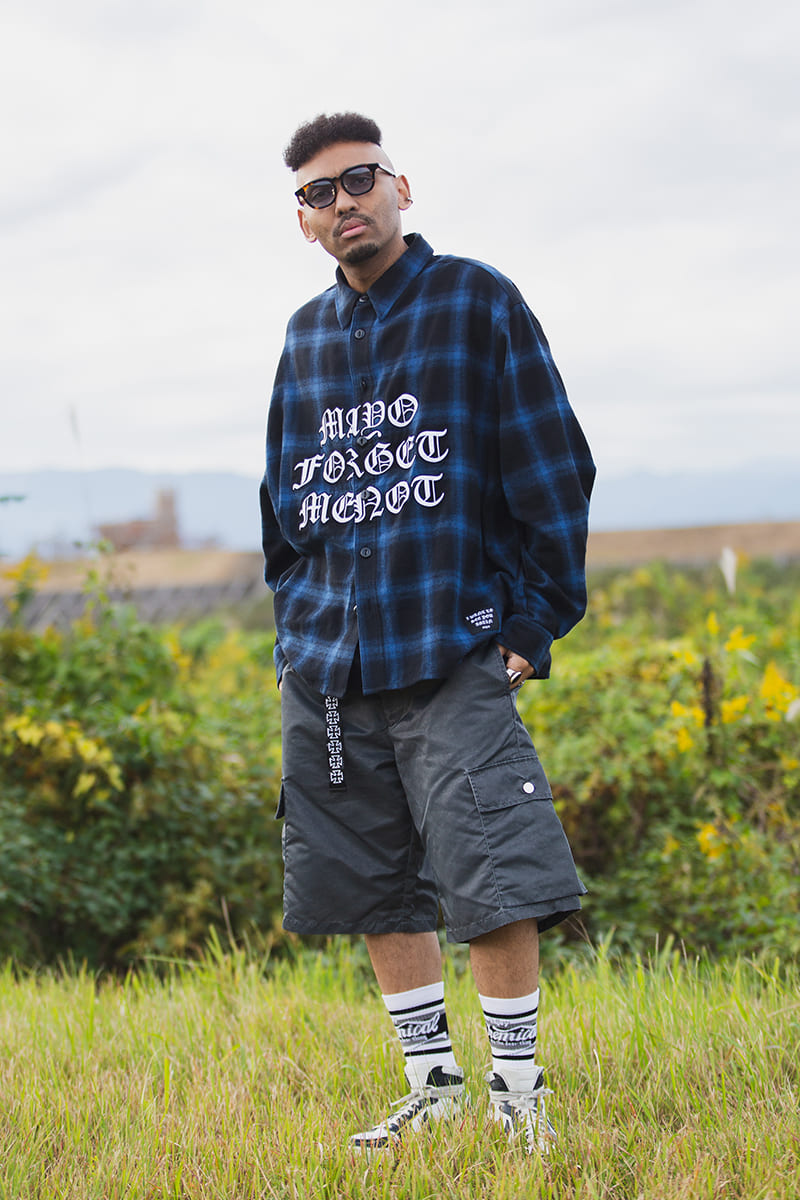 MY LOGO EMBROIDERY FADE NYLON CARGO SHORTS