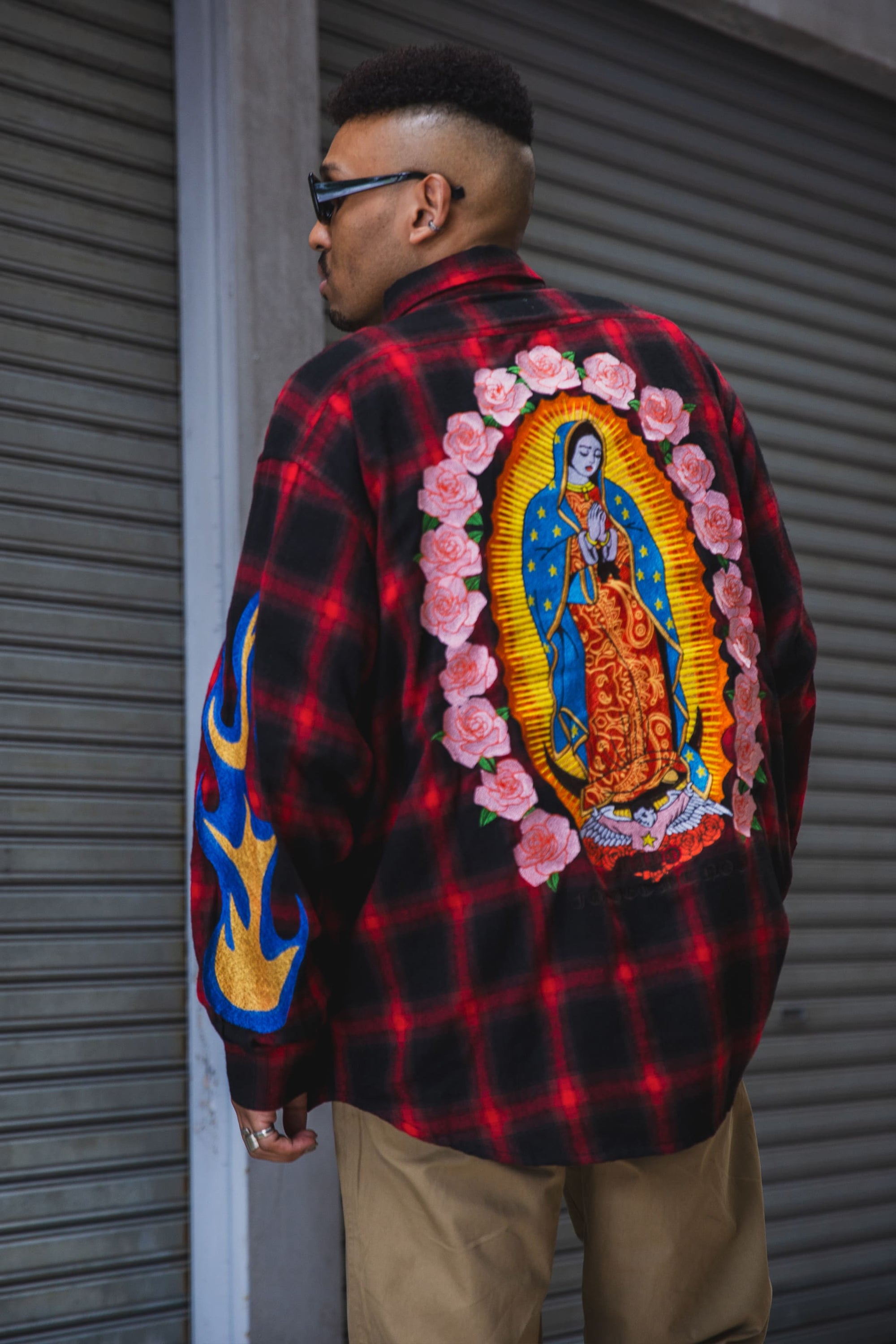 MARIA FIRE EMBROIDERY CHECK SHIRT