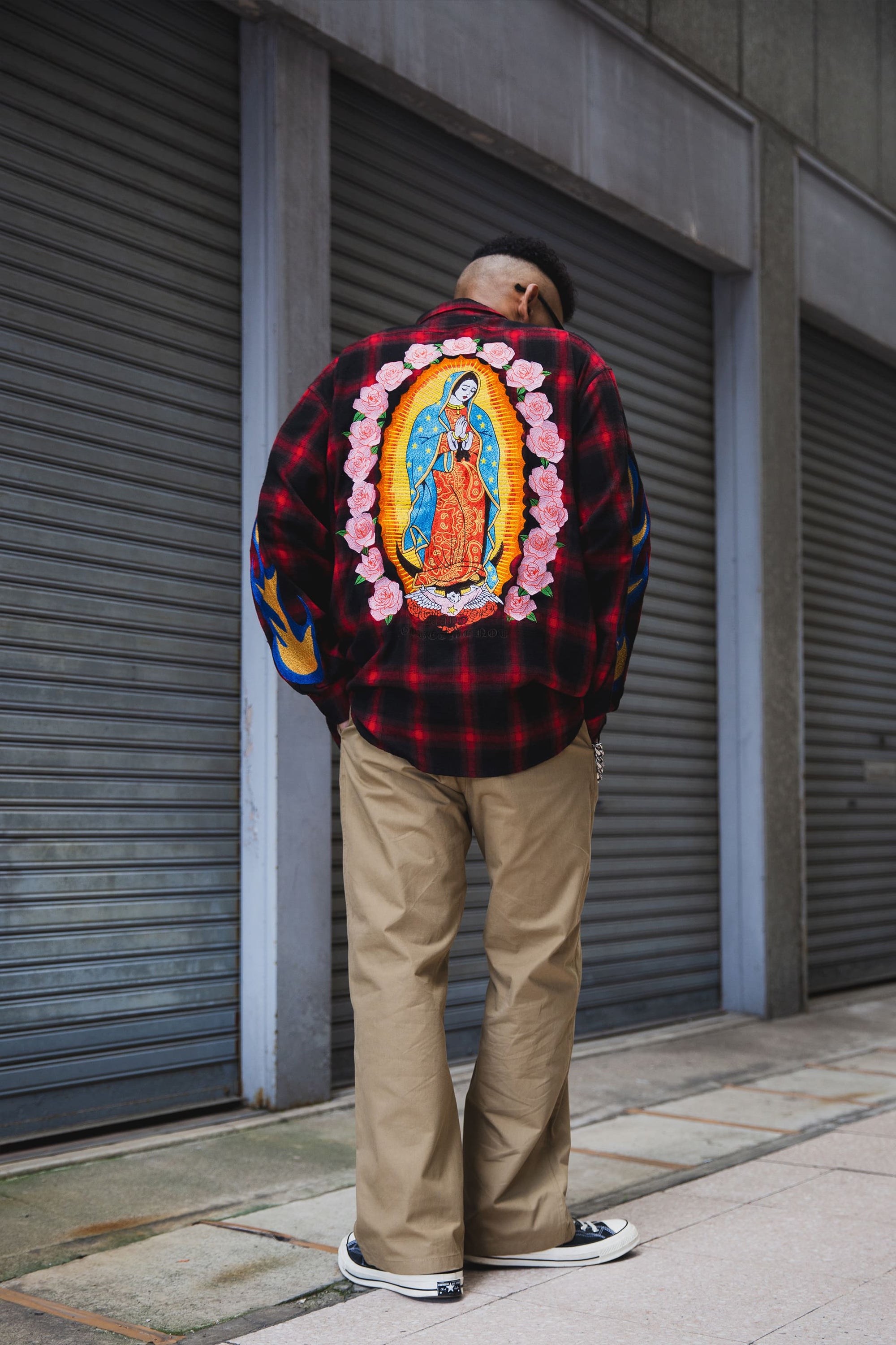 MARIA FIRE EMBROIDERY CHECK SHIRT