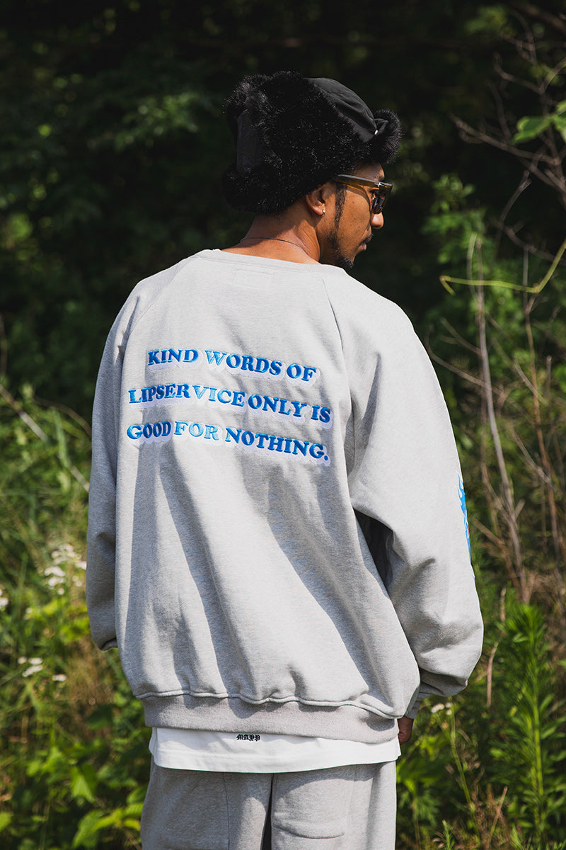 FLAME LIP EMBROIDERY CREW NECK SWEAT