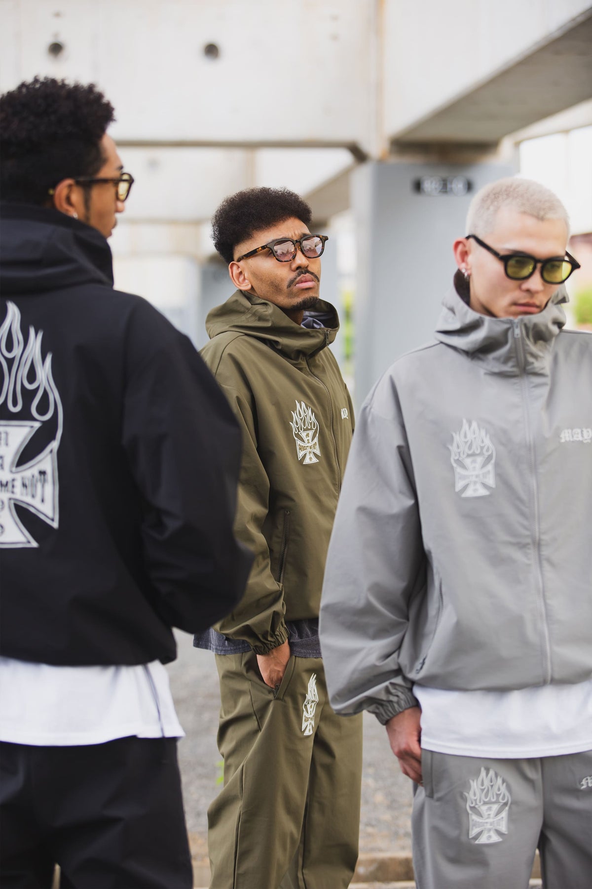 FIRE IRON CROSS EMBROIDERY NYLON JKT
